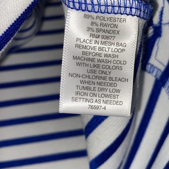 Liz Claiborne blouse sash‎ waist coastal granny striped nautical - Picture 6 of 6